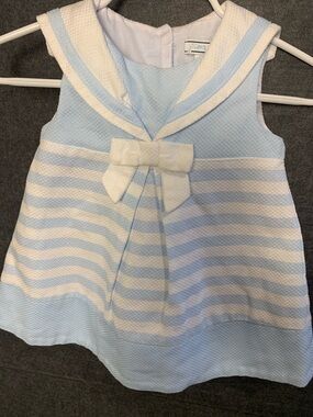 Millan's Baby Girls' Light Blue & White Sailor Stripe Dress